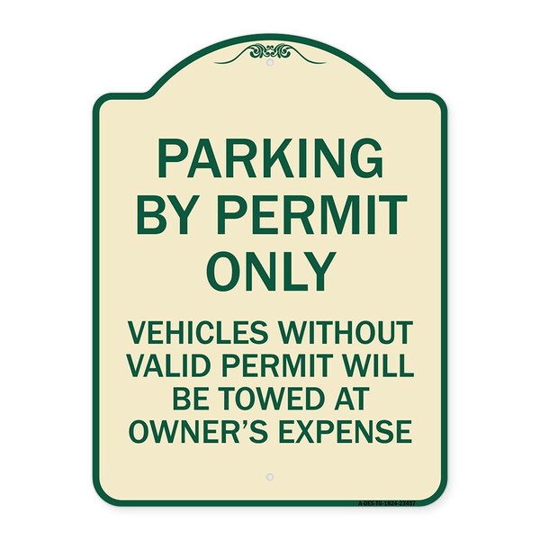 Parking by Permit Vehicles w/o Valid Permit Towed Owners Expense Alum, 18" L, 24" H, TG-1824-23457